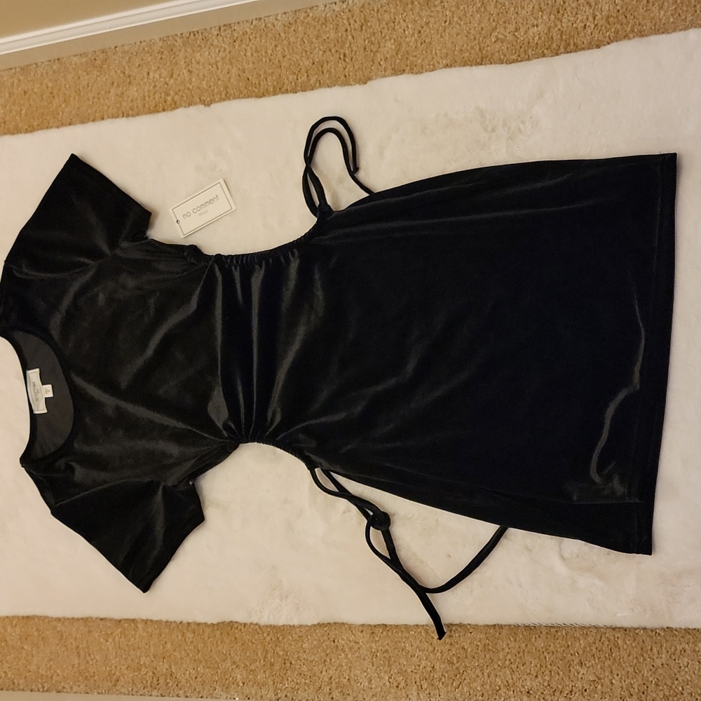 No Comment NY LA Black Velvet Dress with cut out sides, Junior Size XL